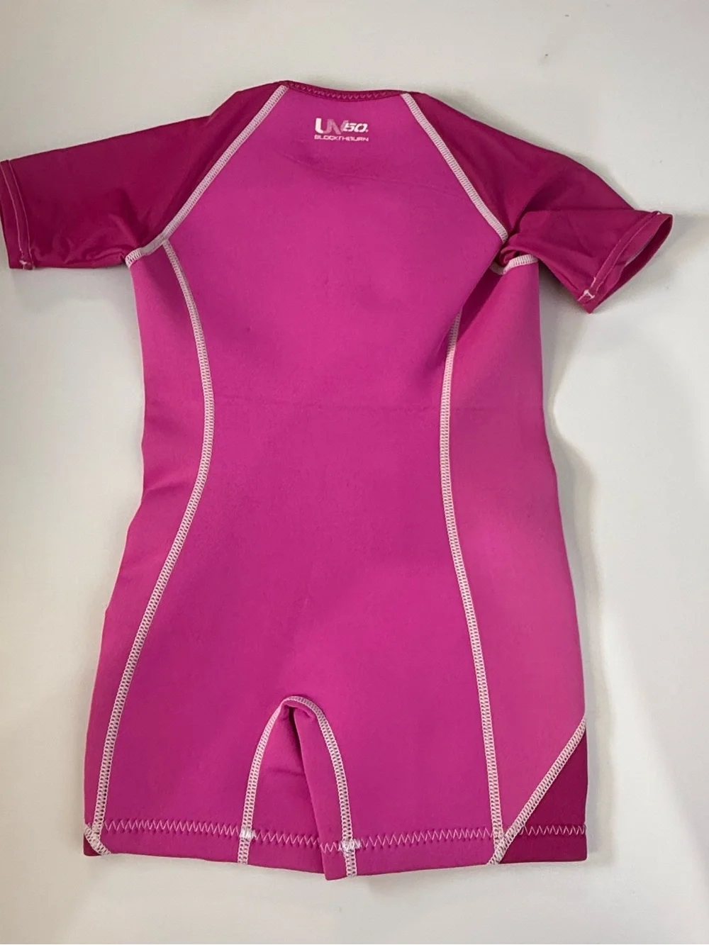 Speedo Girls' Magenta Short Sleeve Neoprene Swim Romper size 4t